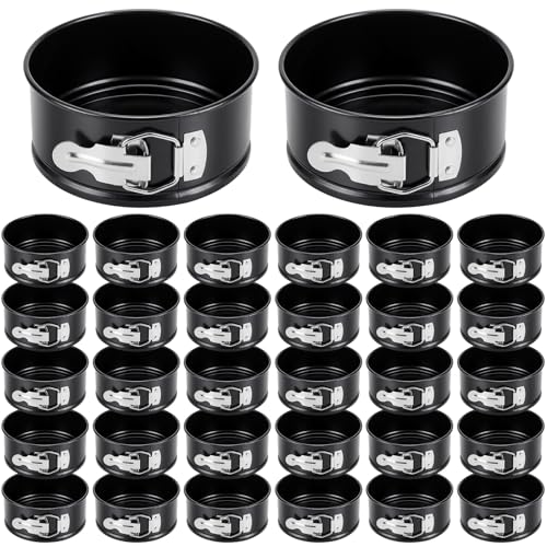 Sunnyray 50 Pcs 4 Inch Springform Pan for Baking Mini Cheesecake Pans with Removable Bottom Nonstick Leakproof Round Cake Mold Spring Form Molds for Mini Cheesecake Pizza and Quiches (Black)