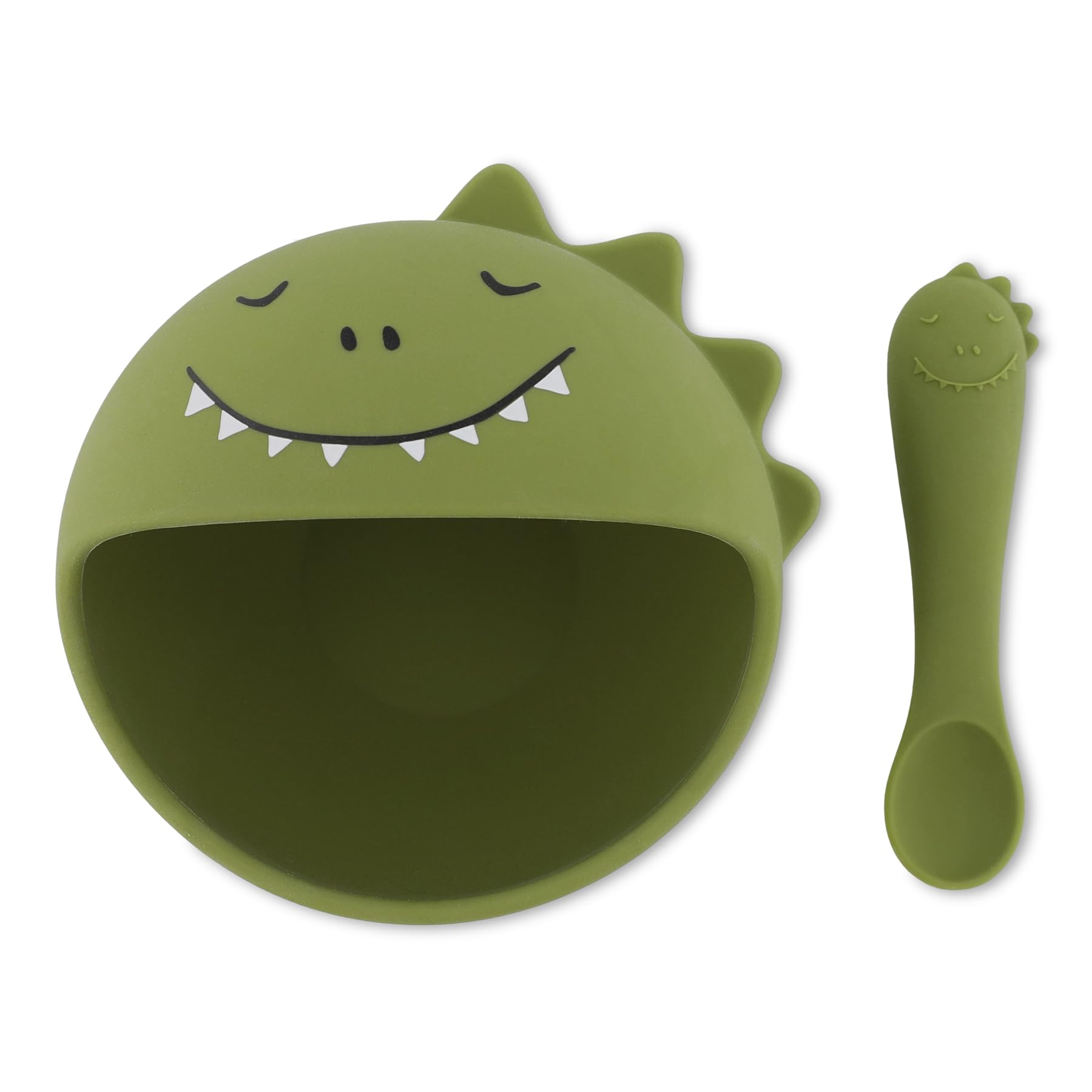 Trixie Baby zestaw obiadowy silikonowy Mr. Dino z przyssawką i łyżką
