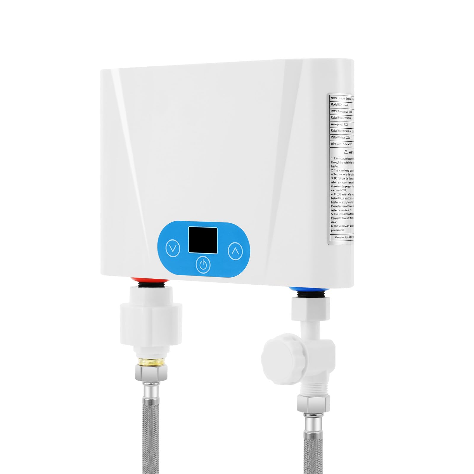 Mini chauffe-eau instantané sans réservoir - Avec panneau d'affichage numérique LED - Chauffe-eau pour cuisines et éviers