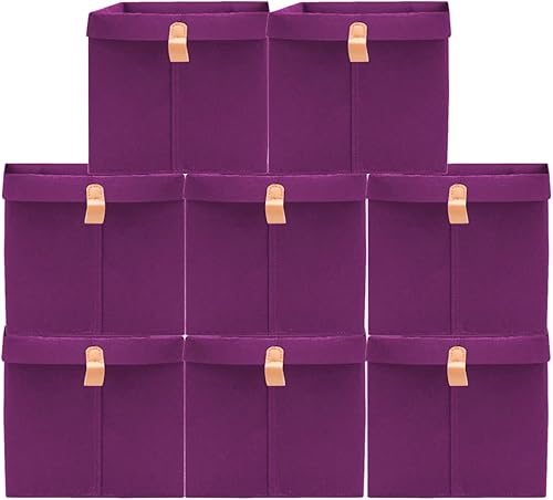 MILILOVE 8 cestas de almacenamiento de fieltro de 9 x 9.2 x 10.2 pulgadas, cubo de almacenamiento de tela de tela, cesta organizadora plegable con