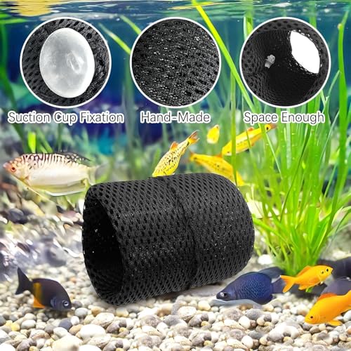 Image of PINVNBY Betta Fish Toys 4 Pack Betta Fish Tank Accessories Decoration Betta Tunnel with Suction Cups Black Aquarium Cave for Shrimp Cichlid Guppy