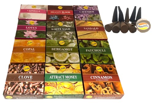 Sreevani Natural Masala Incense Cones And Holder Bundle, 120 Cones Total, Assorted #1 #TOP3