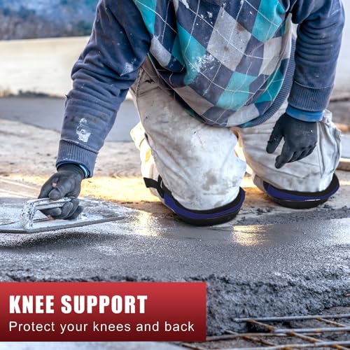 Image of Professional Knee Pads for Work Construction with Heavy Duty Cap Foam Padding Gel Cushion Knee Pads for Men, Comfortable Adjustable Strong Strap, Military Grade Rivet for Flooring Gardening, Blue