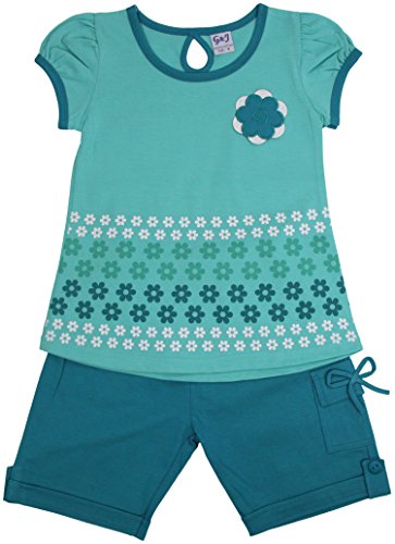 Image of ToBeInStyle Girl's Two Piece Summer Set Cute Tee Top and Matching Shorts Adorable Outfit