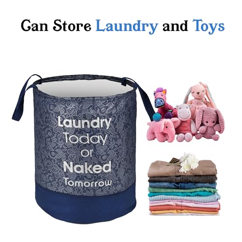 Image of Urbane Home Pack of 3 Foldable 45L Toys Organizer for Kids Room - Soft Toys Storage Bag /Basket /Container with Handles | Leaf Print -Blue