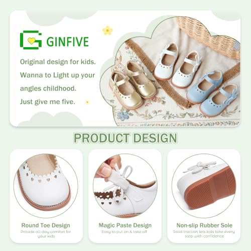 Image of GINFIVE Toddler Girls Dress Shoes Little Kids Flats School Mary Janes Shoes