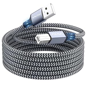 Cable de impresora de 50 pies – Cable de impresora USB activo de nailon trenzado USB tipo A a B compatible con HP, Canon, Epson, Dell, Brother, Lexmark, Xerox, Samsung, etc