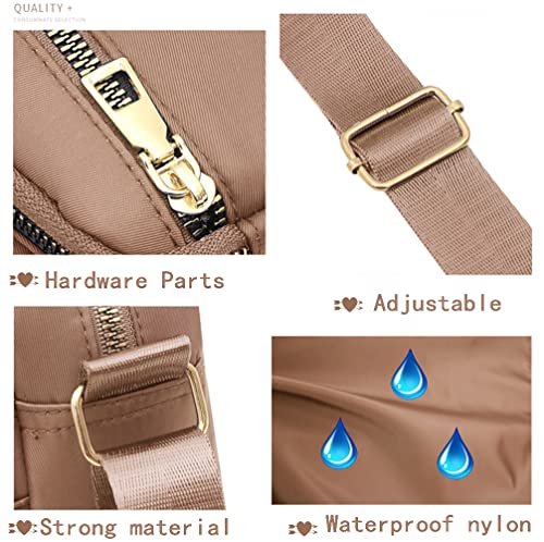 Dihklcio Nylon Crossbody Bags For Women Purses And Handbags Women's Casual Messenger Bags Waterproof Black Crossbody Purse (Khaki) #TOP2