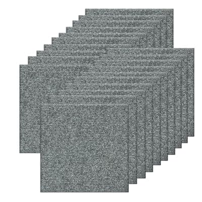 Orgthin 20Pcs Carpet Tiles Peel and Stick, Self Adhesive Carpet Floor Tile 12” x 12”, Light Grey Soft Padded Flooring Sticker, Home Decor for Bedroom Living Room Office, 20 sq ft per Box