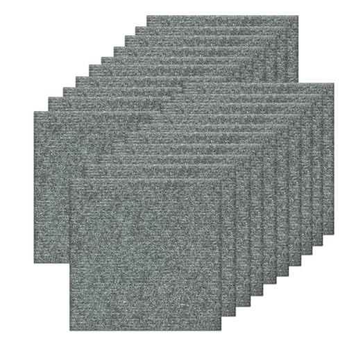 Orgthin Carpet Tiles Peel and Stick, Self Adhesive Carpet Floor Tile 30 x 30 cm Light Grey Soft Padded Flooring Sticker, Home Decor for Bedroom, Living Room, Office, 20 Tiles per Box, 1.8 sq m per Box