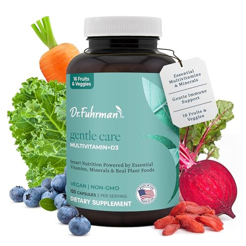 Dr. Fuhrman 2 Month Supply Multivitamin for All + D3 Vitamin for Immune Support | Vegan Formula Womens Multivitamin with B12 & Zinc | Whole Food multivitamin with 17 Fruits & Veggies