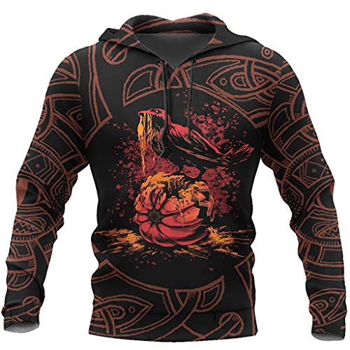 Pull à capuche Halloween graphique corbeau viking : fini les sweats sombres sans style