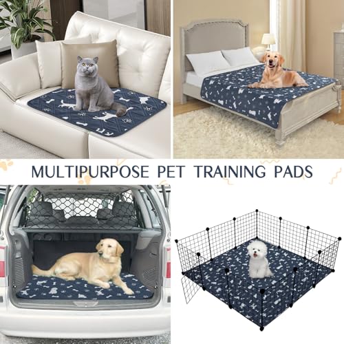 Image of 2 Pieces Dog Pee Pads - Navy Washable Dog Rugs Non-Slip Dark Blue Puppy Pads for Small Dogs, Water Absorb Training Pads