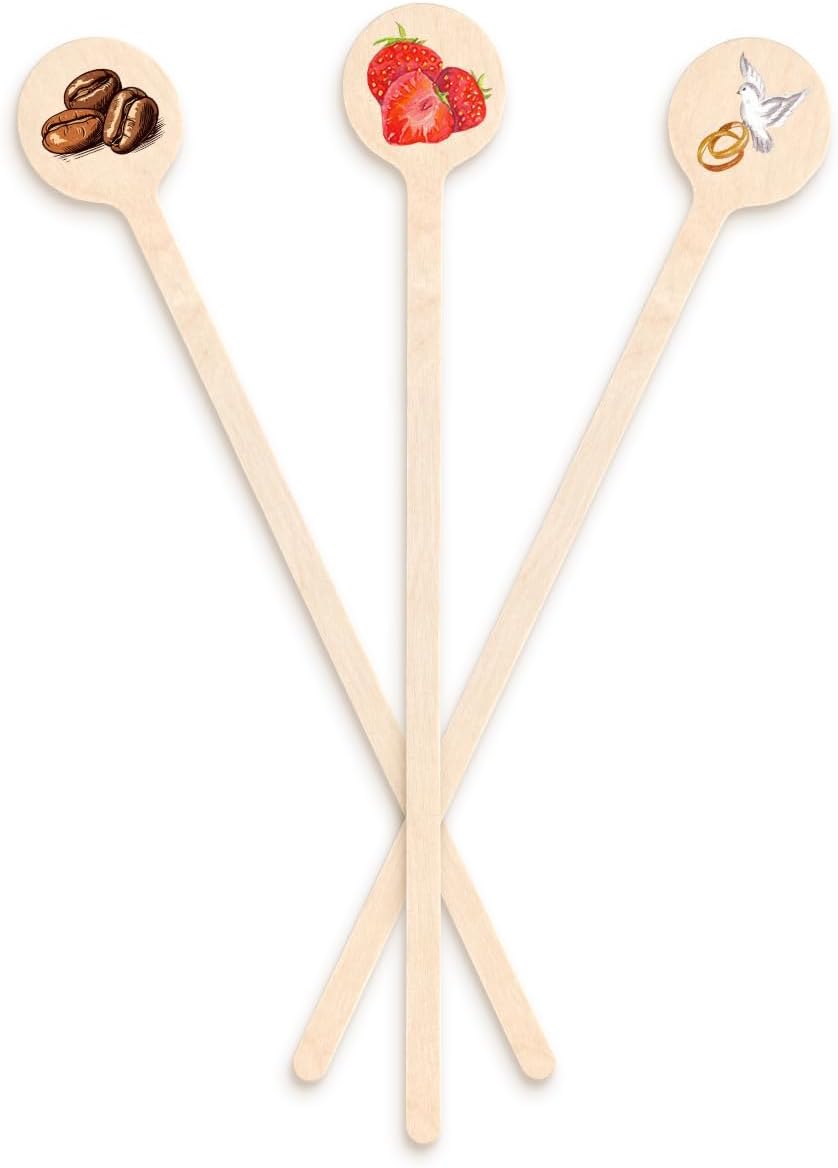 7.5" Custom Wooden Drink Stirrers – Personalized Swizzle Sticks – Ideal for Cocktails, Coffee, and Events – Great for Bars, Restaurants, and Parties – 50 Pack