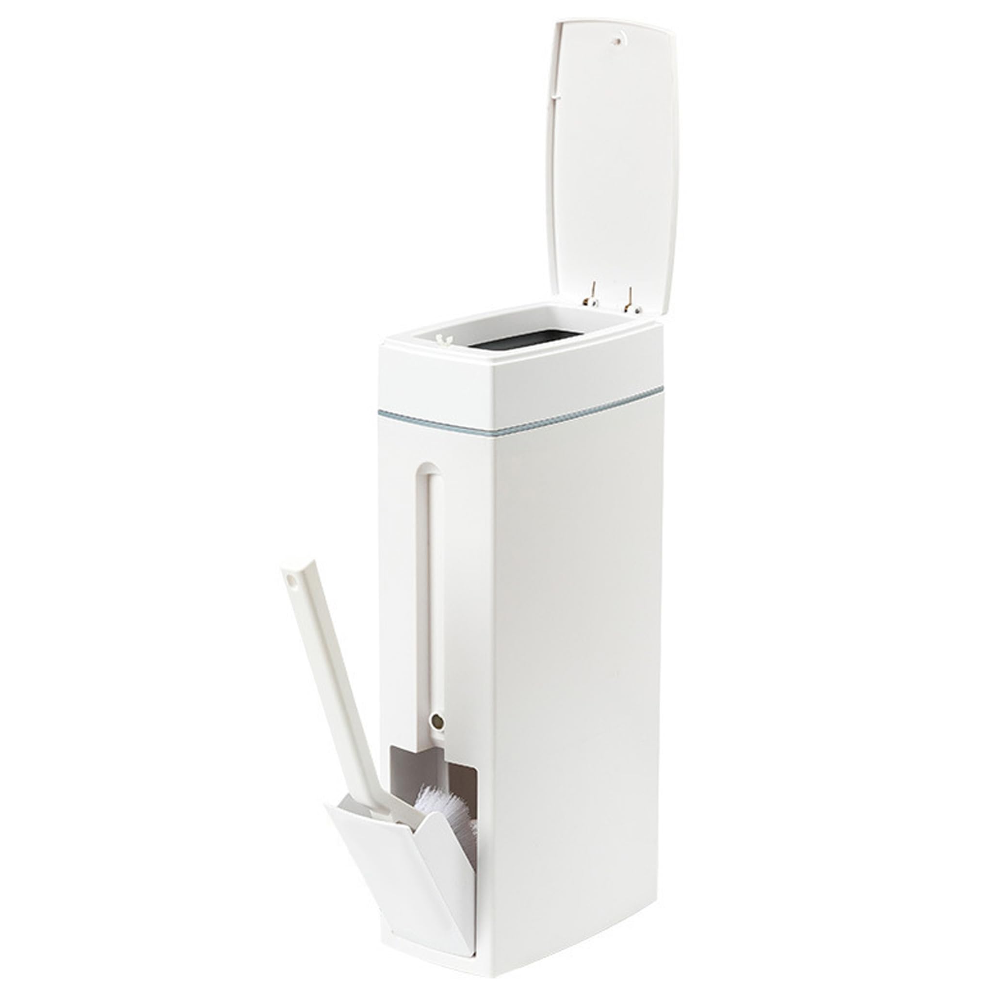Sjfbebsy Rv Bathroom Trash Can, Slim Bathroom Trash Can and toilet Brush Set, Lidded Rv Garbage Cans for Small Spaces, White - Slim with Lid