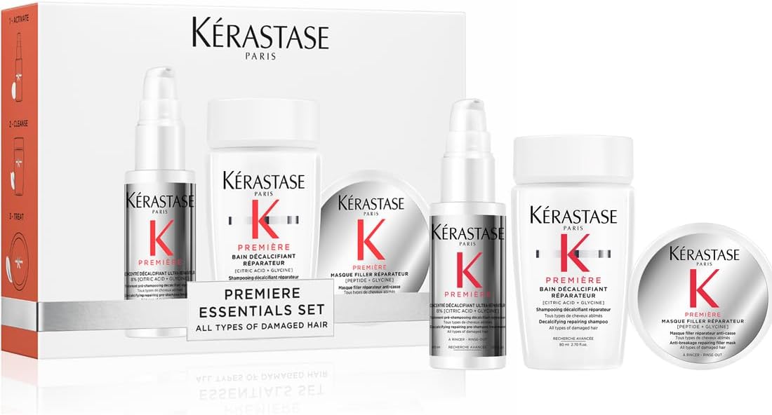 Kérastase Première Discovery Gift Set, With Bonding Pre-Shampoo Treatment, Bonding Advanced Repairing Shampoo and Bonding Deep Nutrition Mask, With Pure Citric Acid, For Damaged Hair, Travel Size Kérastase Première Discovery Gift Set, With Bonding Pre-Shampoo Treatment, Bonding Advanced Repairing Shampoo and Bonding Deep Nutrition Mask, With Pure Citric Acid, For Damaged Hair, Travel Size