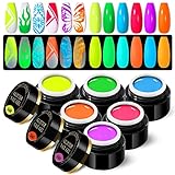 Glow in the Dark Gel Nail Polish, 6 Colors Neon Luminous Nail Polish Set, Gel Paint for Nail Art,...
