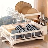 La Moustache - Escurreplatos de Acero【2 Niveles】| 42×29,5×33 cm | Drenaje...