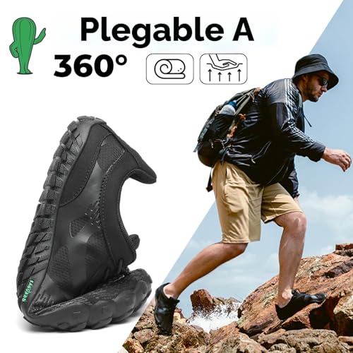 Miniatura 6 de Saguaro Hombre Barefoot Zapatillas Mujer Zapatillas Minimalista Transpirable Zapatillas De Trail Running, Saguaro Vitality Iii- Zapatos Barefoot Stil: A Negro 054,Gr.41