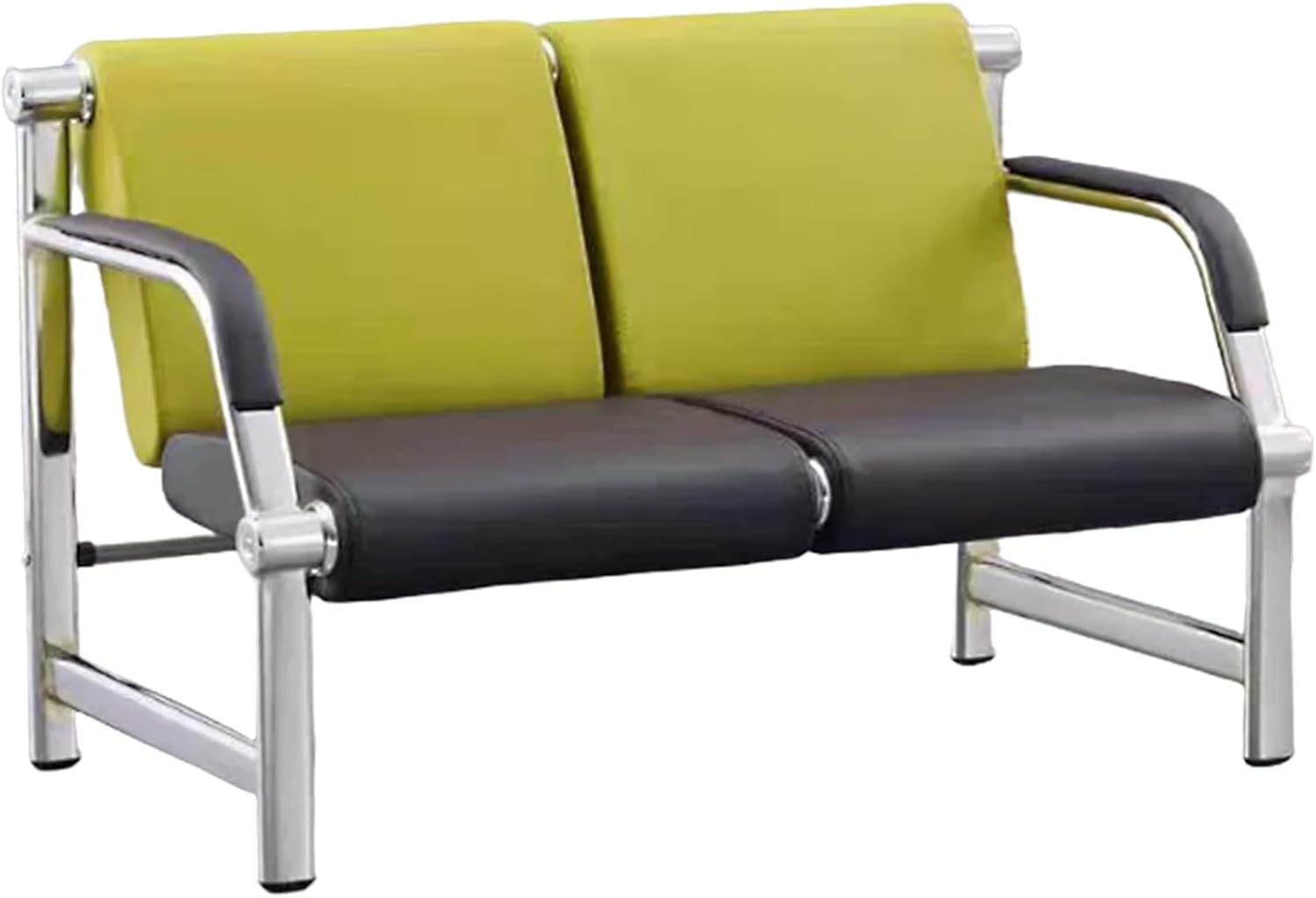 Reception Waiting Room Chair 2 Seat, Office Lobby Sofa Chairs with Arm and Backrest, PU Waiting Room Bench Seating for Airport Clinic Hospital Bank Salon Barber(Green)