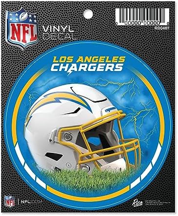 Rico Industries NFL Football Los Angeles Chargers Helmet Round Team Color Vinyl Decal - Image 4