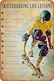 Kyeasun Skateboarding Life Lessons Skateboard Boy Poster Vintage Tin Sign for Cafe Bar Man Cave Garage Bedroom Home Wall Art Decor Boys Gift Retro Metal Sign 12 X 8 inch