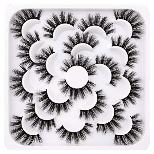 ALICE False Lashes 3D Mink Lashes Natural Strip False Eyelashes Fluffy 10 Pairs Wispy Eye Lashes Pack