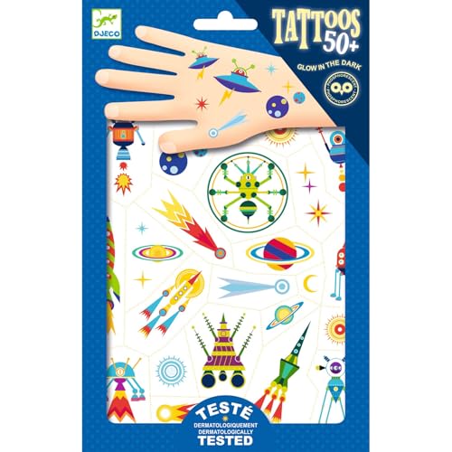 DJECO Espacio Tatuajes temporales, Multicolor (DJ09590)
