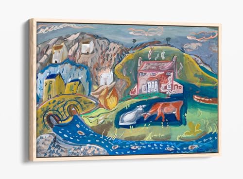 Tableau Solva Frances Hodgkins en cadre chêne clair 76cm pour salon