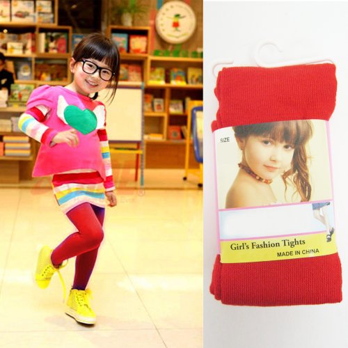 Red Girls Kids Footed Tights Dance Stockings Pantyhose Ballet Colors Medium 4-6