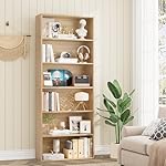 FOTOSOK 6-Tier Open Bookcase and Bookshelf, Freestanding Display Storage Shelves Tall Bookshelf Bookcase for Bedroom, Living Room and Office, Light Oak - Image 4