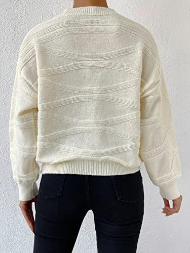 Verdusa Women's Textured Knit Pullover Sweaters Crew Neck Long Sleeve Fall Clothes2