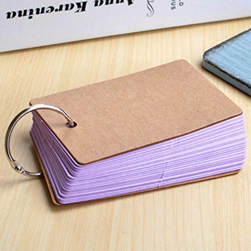 Vogueing Tool Revision Cards，Blank 6Pcs Study Cards Revision Paper Flip Index with Binder Ring(Purple)