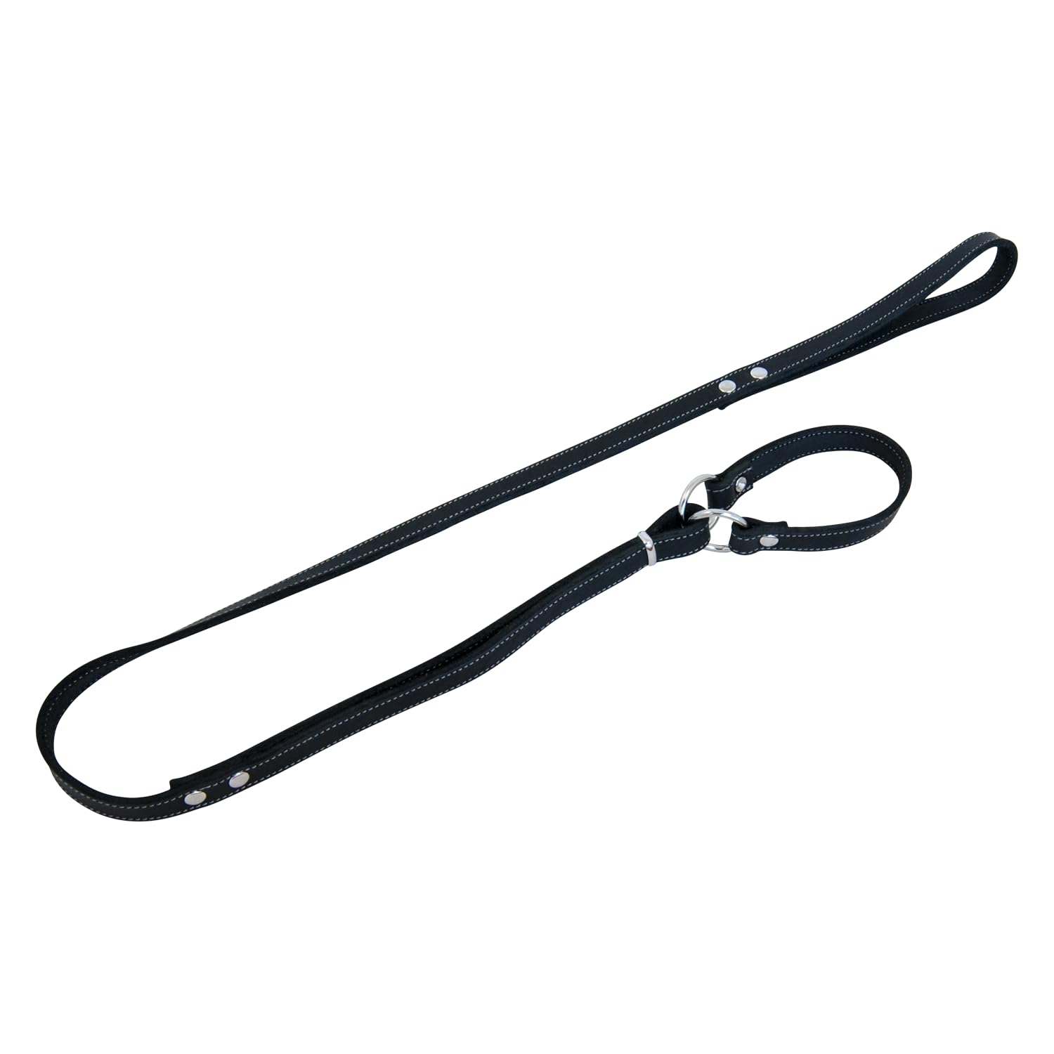 Laisse martingale en cuir gras noir idéale pour les promenades quotidiennes du chien