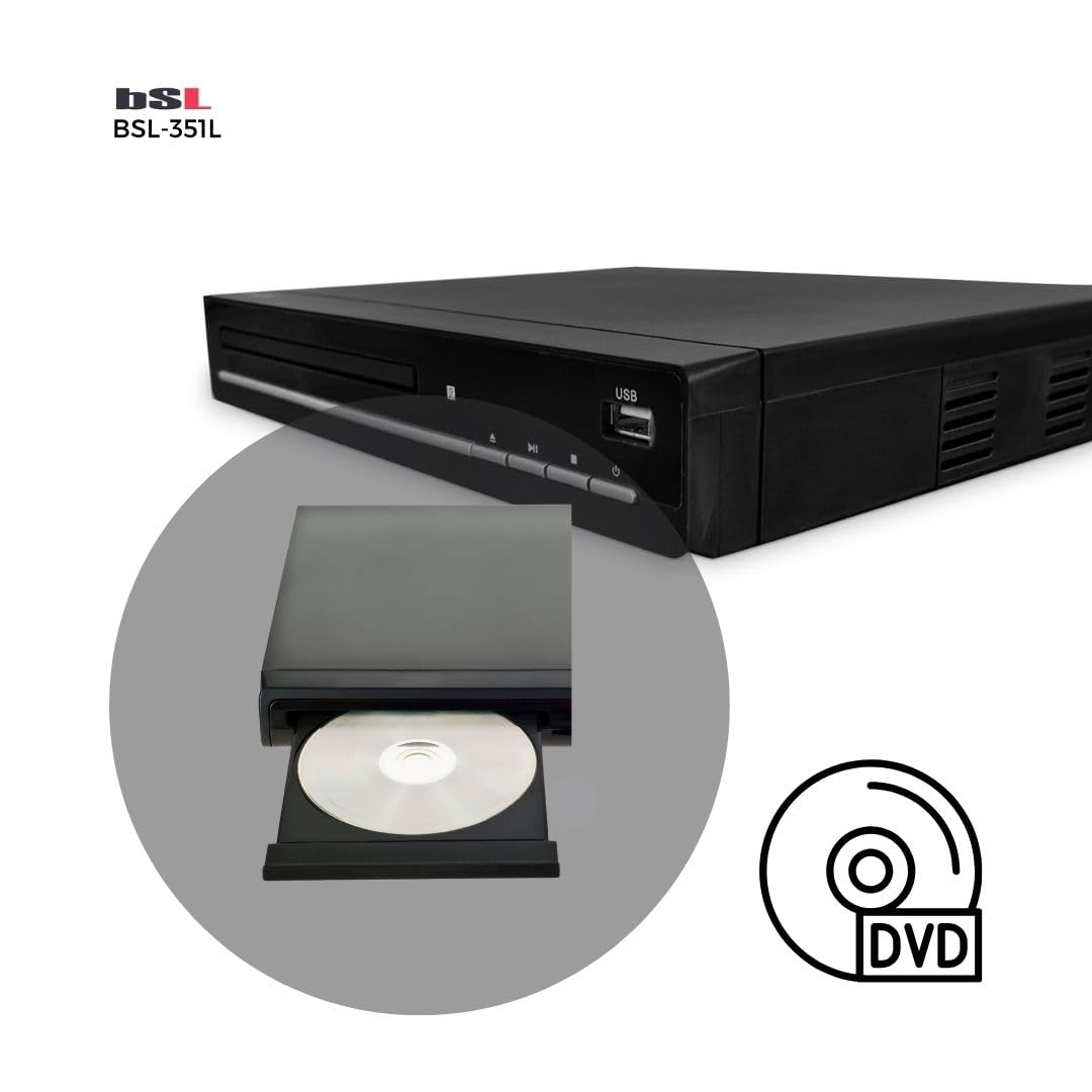 Lettore DVD | BSL-351L per TV, DVD/CD / MP3 con connettore USB Lettore multimediale | uscite: HDMI (cavo incluso), EUROCONECTOR (SCART) e AV (cavo AV incluso) | telecomando | Display LCD.