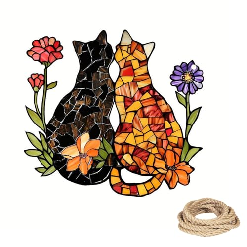 Sonnenfänger Personalisiert,Bunte Acryl Dekoration Garten Katze Acryl...