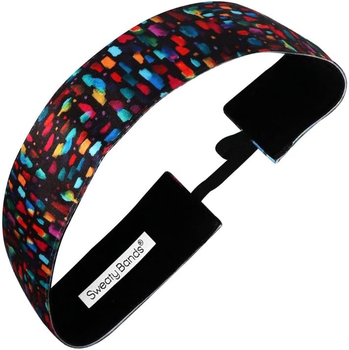 Sweaty Bands Womens Girls Headband - Non-Slip Velvet-Lined Fitness Hairband - Confetti 1.5-Inch