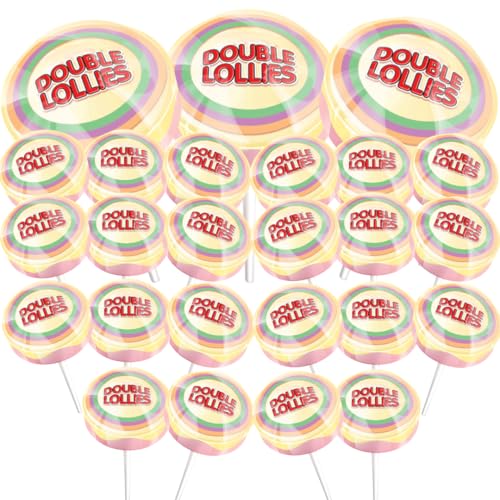 Double Lollies - Pack of 25 Classic Retro Candy Lollipops, Individually Wrapped Sweets, Bulk Buy Pack, Perfect For Kids Party Bags, Snacks, Sharing, Sweet Trolleys, Prizes for Fetes & Fairs