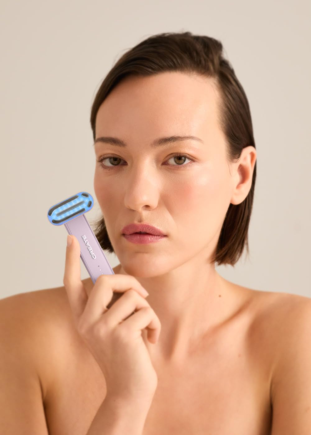 CREATE/SKIN CARE LED WAND 4 in 1 / Varita facial de tratamiento LED 4 en 1 lavanda/Tecnología EMS y función calor, 3 tratamientos faciales, rotación cabezal 90º, cabezal acero inoxidable, 1,5W