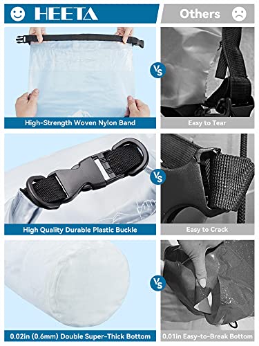 Image of HEETA Dry Bag Waterproof for Women Men, 5L /10L /20L /30L /40L Roll Top Lightweight Dry Storage Bag Backpack with Phone Case for Travel Swimming Boating Kayaking Paddle Board Camping Beach Accessories