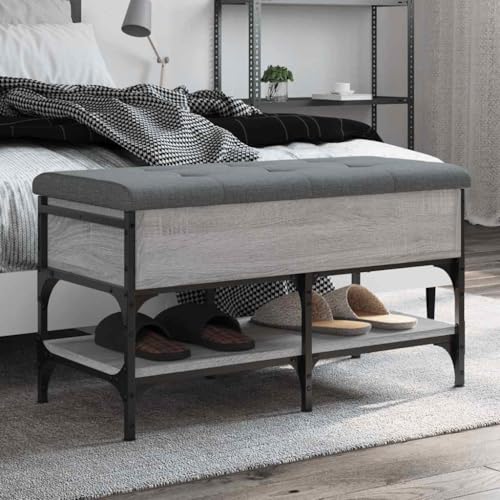 Banc à chaussures gris Sonoma meuble de rangement 82 cm salon