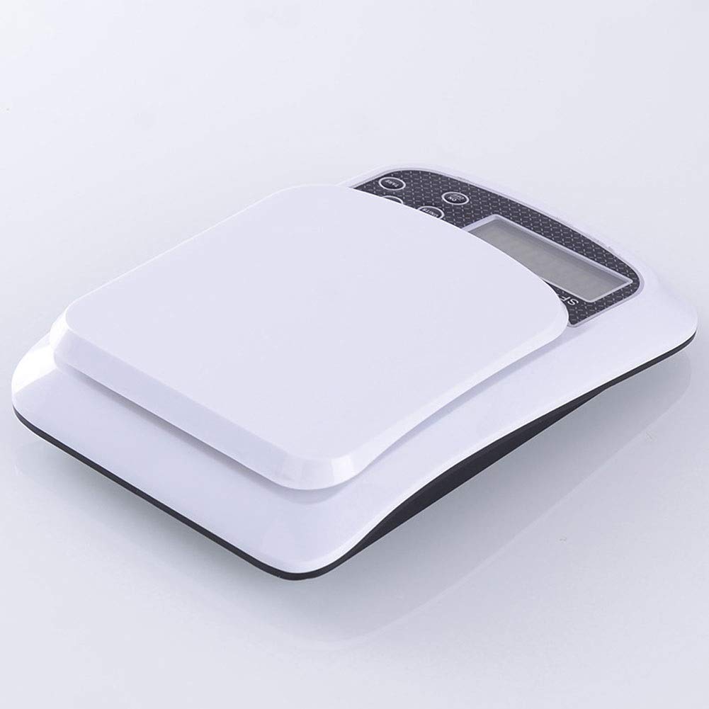 Cyfrowa waga kuchenna, elektroniczna waga spożywcza, precyzyjne ważenie, kuchnia domowa + gotowanie, LCD łatwy do odczytania 22 funtów/10 kg - biały 9,15 (5 kg/1G)