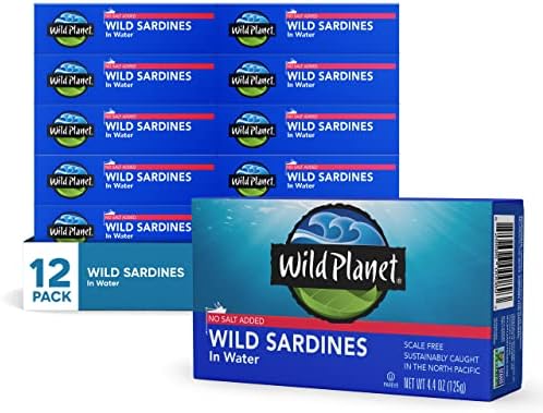 Wild Planet Wild Sardines in Water, 4.4 Ounce Can, Pack of 12