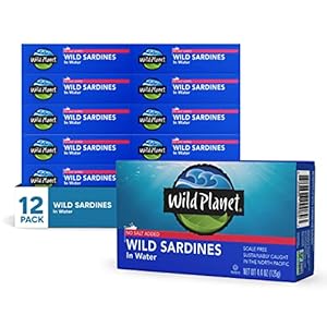 Wild Planet Wild Sardines in Water, No Salt Added, Tinned Fish, Non-GMO, Sustainable 4.4 Ounce , (Pack of 12)