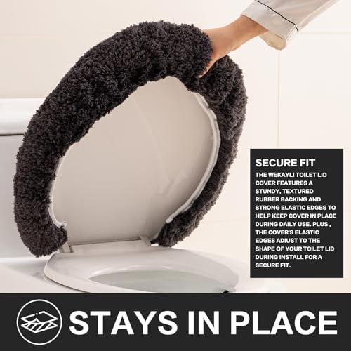 Image of Microfiber Toilet Lid Cover, 17.5 inchx15 inch Fits Round Oblong and Elongated