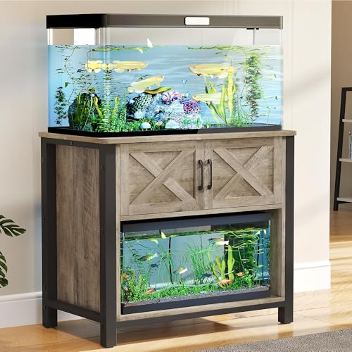 YITAHOME Heavy Duty 40-50 Gallon Aquarium Stand with Power Outlets, Cabinet for Fish Tank Accessories Storage - Metal Fish Tank Stand Suitable for Fish Tank, Turtle Tank, 660LBS Capacity, Wash Grey by YITAHOME - Image 2