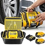 Air Compressor Bag Compatible with DEWALT DCC020IB 20V Max Tire Inflator/DCC18N-18V,Portable Cordless Tools Storage Carrying Case with Pocket for Battery Pack and Charging Kit(Bag Only), Black+yellow - Image 7