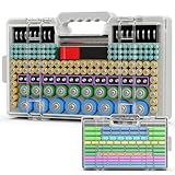 Narotood Battery Organizer Storage Holder Box Case with Tester, Ultra-Large 280+ Batteries Double-Sided Variety Pack,Holds AA AAA 4A C D Cell 9V 3V Lithium18650 LR44 CR2 CR123 CR1632 - Gray