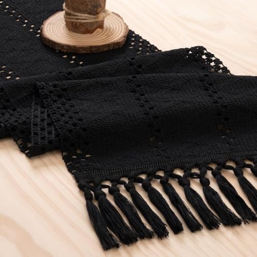 Chemin de table en macramé de lin rustique fait main MLMW 182cm