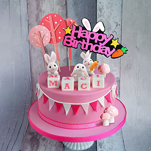 Pink Bunny Birthday Party Supplies Bunny Birthday Cake Decorations Rabbit Birthday Cake Decorations Rabbit Party Supplies Bunny Party Favors #TOP4